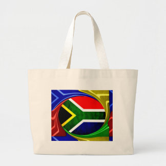 South Africa Flag: Dynamic Swirl Motif Large Tote Bag