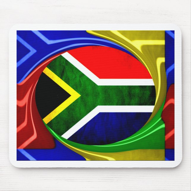 South Africa Flag: Dynamic Swirl Motif Mouse Pad (Front)
