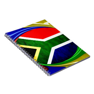 South Africa Flag: Dynamic Swirl Motif Notebook