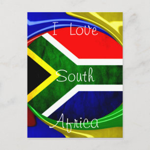 South Africa Flag: Dynamic Swirl Motif Postcard