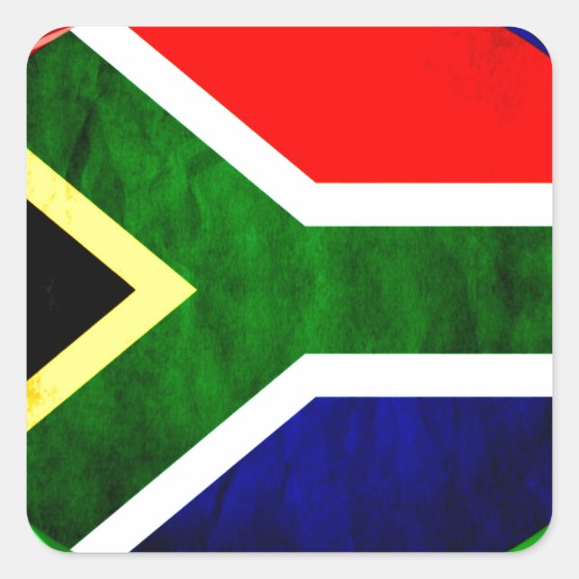 South Africa Flag: Dynamic Swirl Motif Square Sticker (Front)