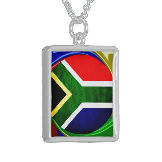 South Africa Flag: Dynamic Swirl Motif Sterling Silver Necklace