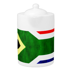 South Africa Flag: Dynamic Swirl Motif Teapot