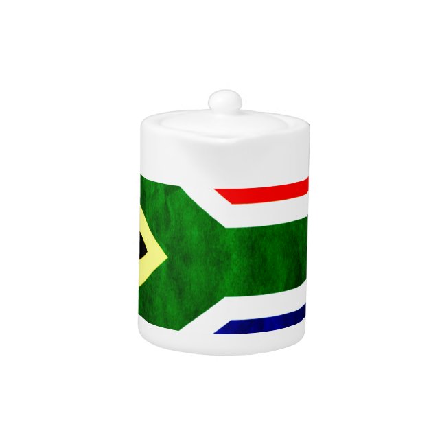 South Africa Flag: Dynamic Swirl Motif Teapot (Front)
