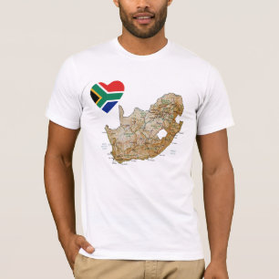South Africa Flag Heart and Map T-Shirt