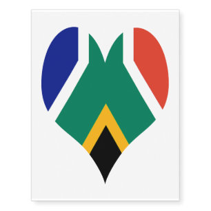 South Africa flag heart - Bokke Temporary Tattoos