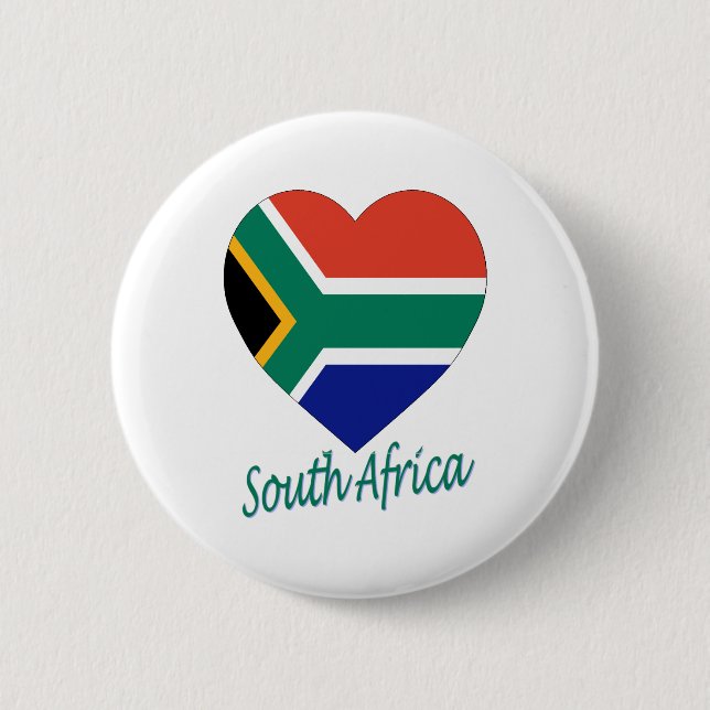 South Africa Flag Heart Pinback Button (Front)