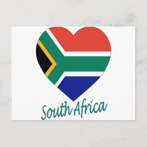 South Africa Flag Heart Postcard