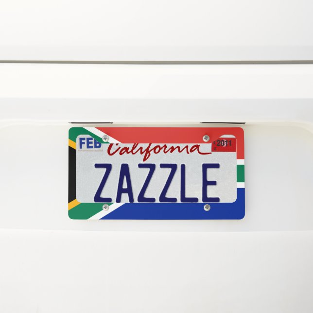 South Africa flag License Plate Frame (On Car)