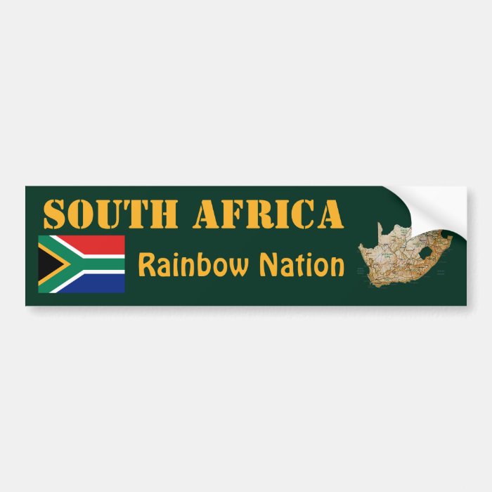 South Africa Flag + Map Bumper Sticker