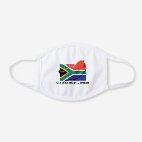 SOUTH AFRICA FLAG MAP Customizable GOD MY REFUGE White Cotton Face Mask