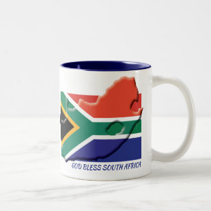 SOUTH AFRICA FLAG MAP Customized Scripture WHITE Two-Tone Coffee Mug