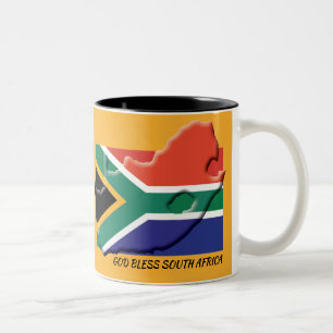 SOUTH AFRICA FLAG MAP Customized Scripture YELLOW Two-Tone Coffee Mug