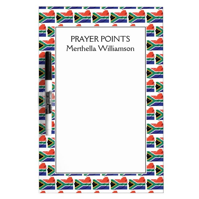 SOUTH AFRICA FLAG Map Outline | Personalized Dry Erase Board (Front)
