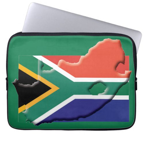 SOUTH AFRICA Flag Map Patriotic Computer GREEN Laptop Sleeve