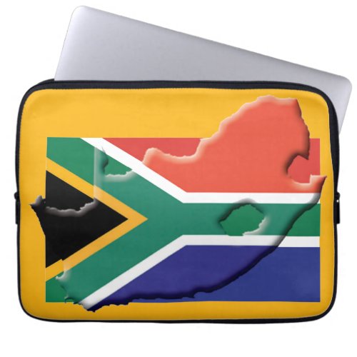 SOUTH AFRICA Flag Map Patriotic Computer YELLOW Laptop Sleeve