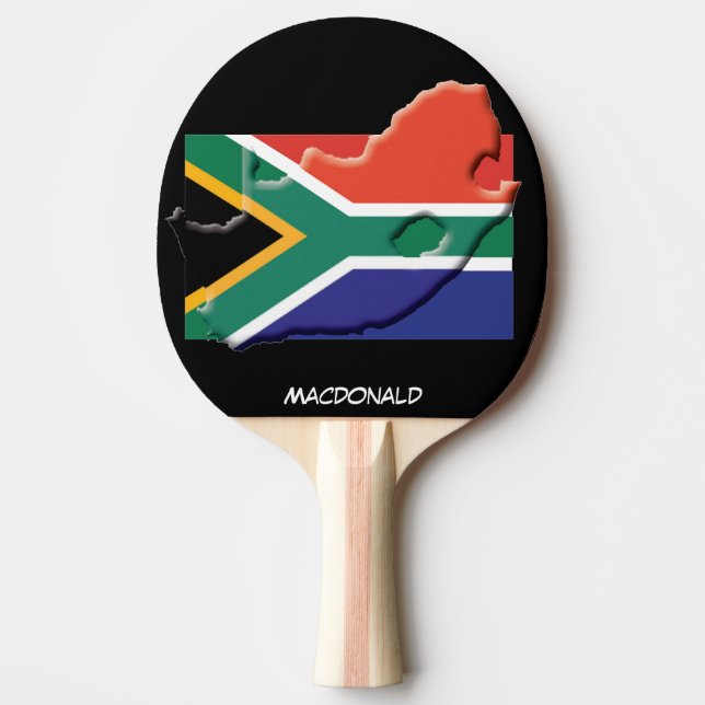 SOUTH AFRICA FLAG & MAP Personalized BLACK Ping Pong Paddle (Front)
