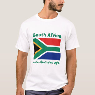 South Africa Flag + Map + Text T-Shirt