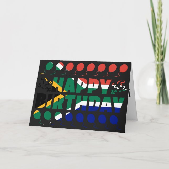South Africa Flag Patriotic Birthday Card (Front)