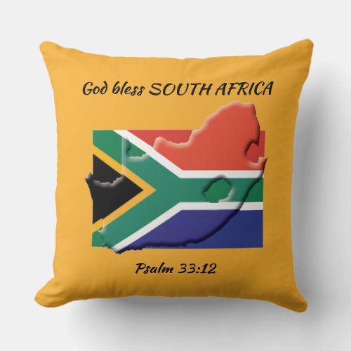 SOUTH AFRICA FLAG Patriotic Custom YELLOW Throw Pillow