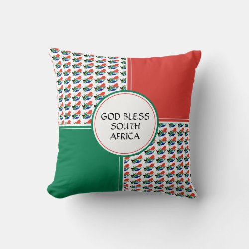 SOUTH AFRICA FLAG Patriotic God Bless Throw Pillow