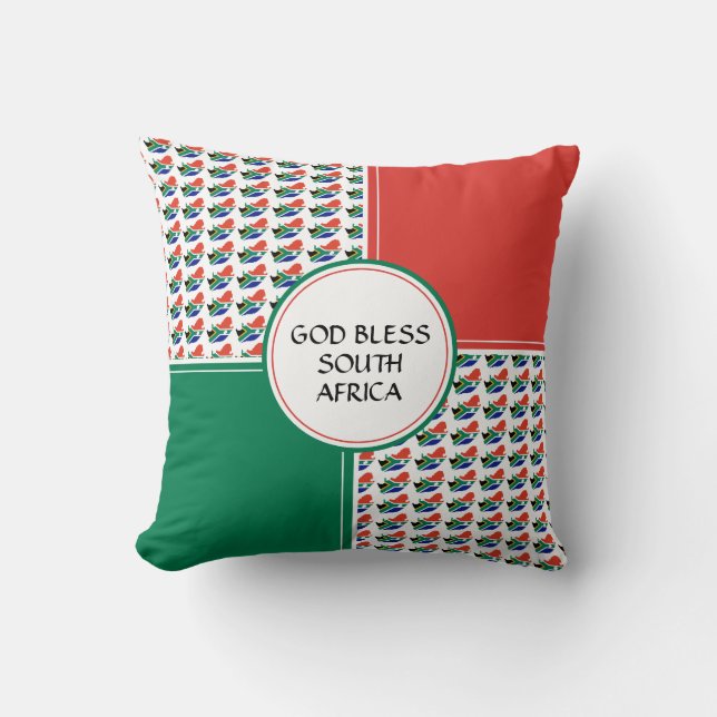 SOUTH AFRICA FLAG Patriotic God Bless Throw Pillow (Front)