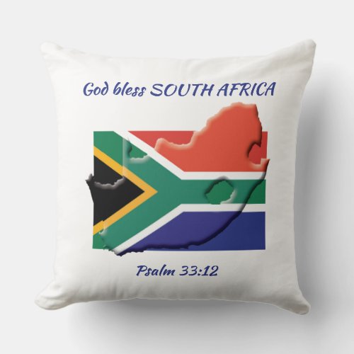 SOUTH AFRICA FLAG Patriotic Scripture Custom WHITE Throw Pillow