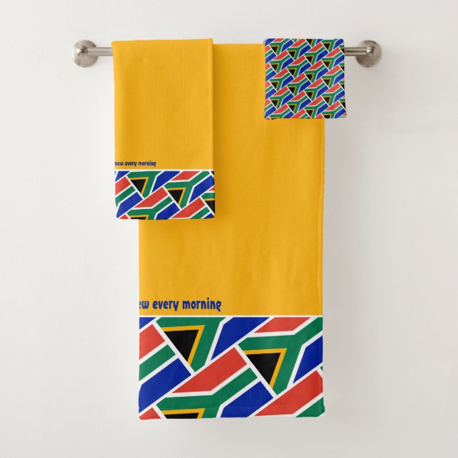 SOUTH AFRICA FLAG Personalized Scripture YELLOW Bath Towel Set (Insitu)