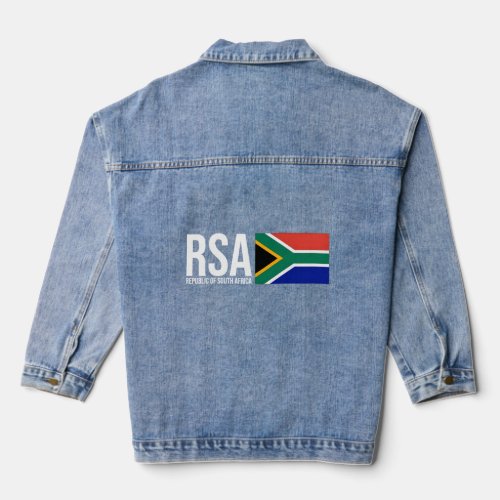 South Africa Flag Rsa Athletic Sports Jersey Style Denim Jacket