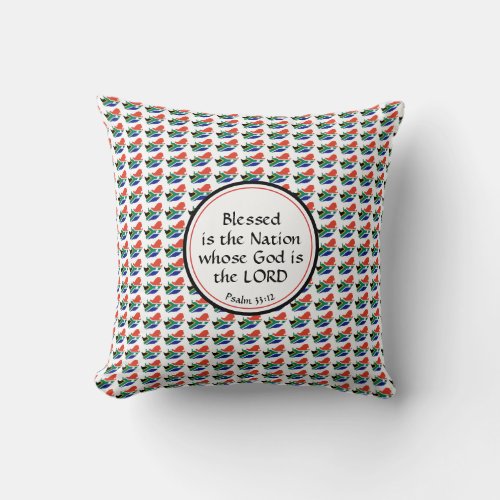 SOUTH AFRICA FLAG Scripture BLESSED NATION Throw Pillow