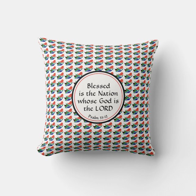 SOUTH AFRICA FLAG Scripture BLESSED NATION Throw Pillow (Front)