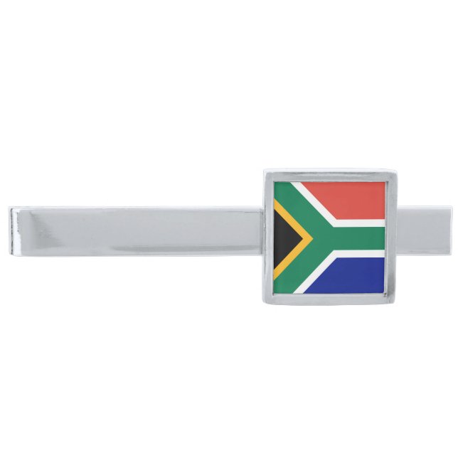 South Africa Flag Silver Finish Tie Bar (Front)