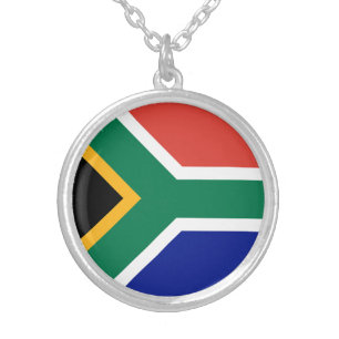 South Africa Flag Silver Plated Necklace