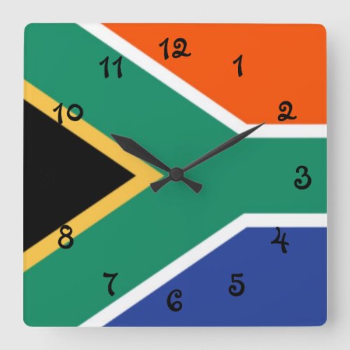 South Africa Flag Square Wall Clock