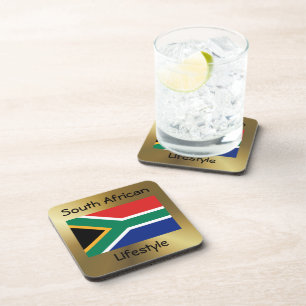 South Africa Flag+Text Coaster