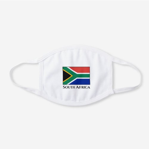 South Africa Flag White Cotton Face Mask