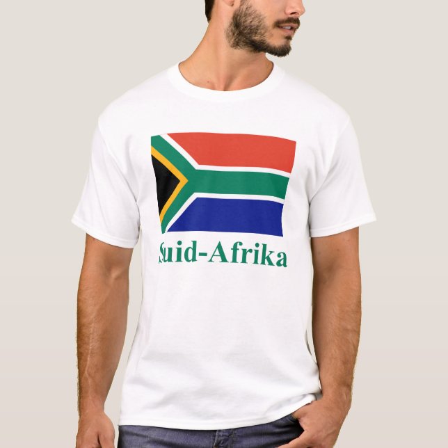 South Africa Flag with Name in Afrikaans T-Shirt (Front)