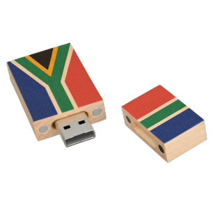 South Africa flag Wood Flash Drive
