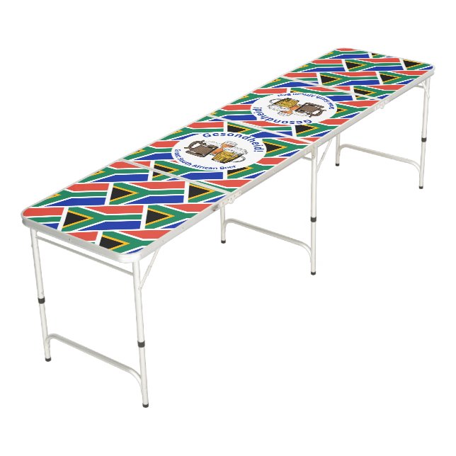 SOUTH AFRICA Gesondheid! Cartoon Beers Beer Pong Table (Angled)