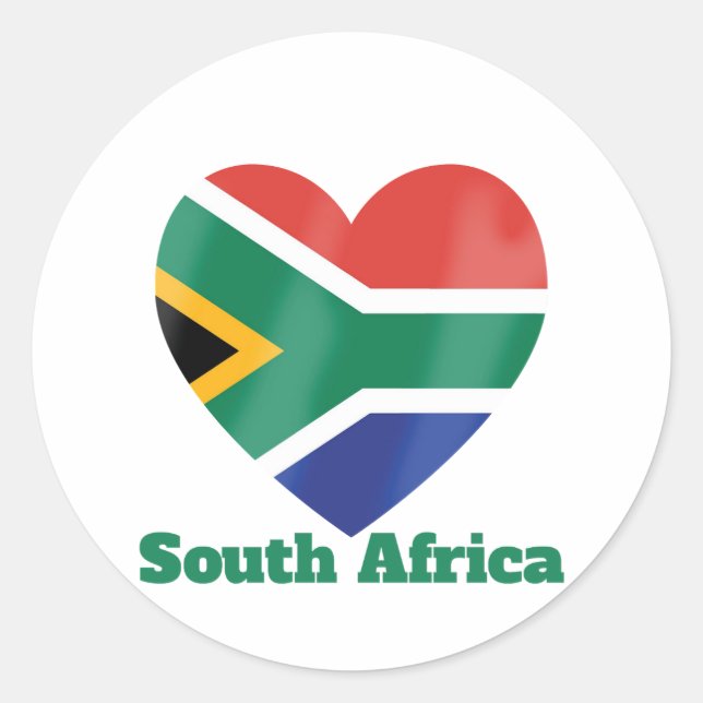 South Africa Heart Flag Classic Round Sticker (Front)