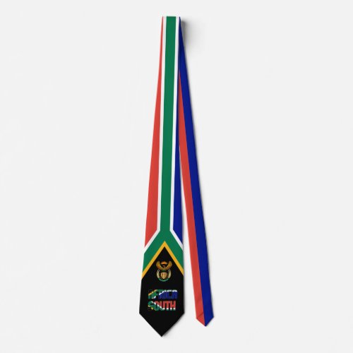 South Africa Inscription Flag Yellow Blue Red Neck Tie