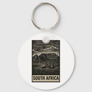 South Africa Linocut Style Keychain