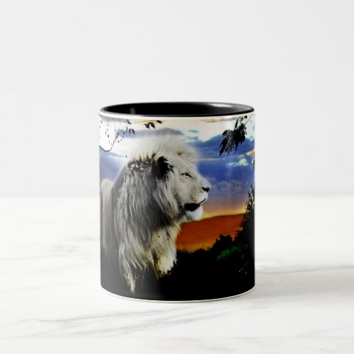 South Africa Lion in the Jungle Two_Tone Coffee Mug