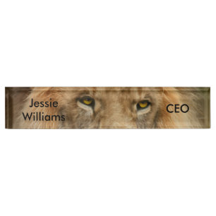 South Africa Majestic Lion Close up Desk Name Plate