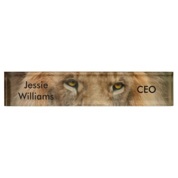South Africa Majestic Lion Close Up Desk Name Plate by laureenr at Zazzle