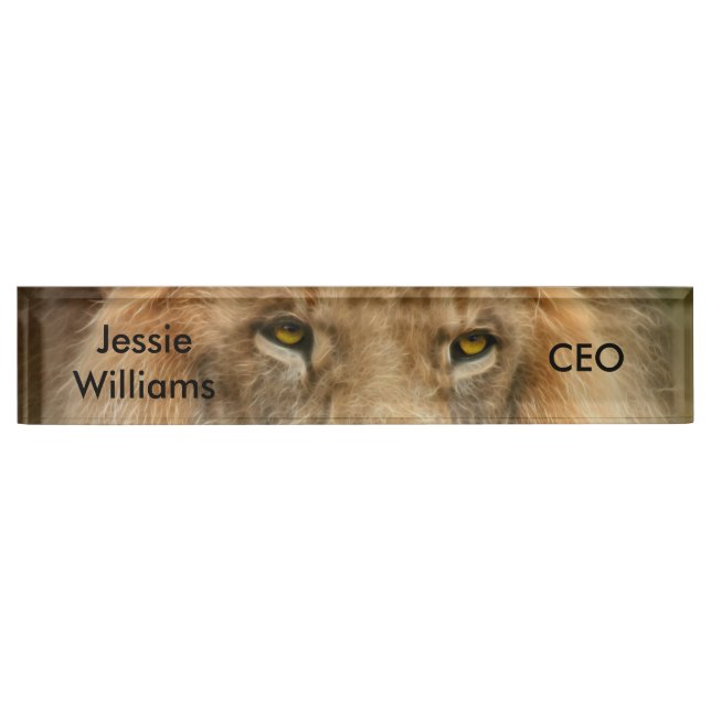 South Africa Majestic Lion Close up Desk Name Plate (Front)