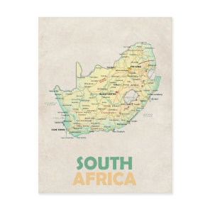 South Africa map postcard