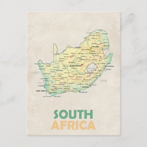 South Africa map postcard 