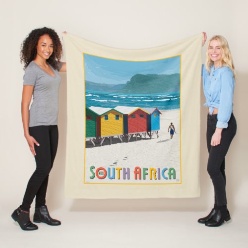 South Africa  Muizenberg Beach Fleece Blanket