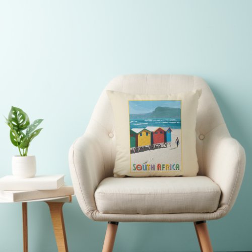 South Africa  Muizenberg Beach Throw Pillow